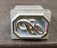 Vintage KINGSLEY Hot Foil Stamp Machine Emblem Die -A Letter Logo Fancy Scroll