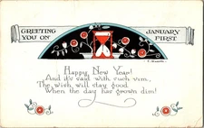 Greeting You On January First Happy New Year E Weaver 1921 Postcard