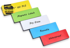 Dry Erase Magnetic Labels Multicolor 1''  3'' 60 Pcs ,Blank Magnets for Whiteb