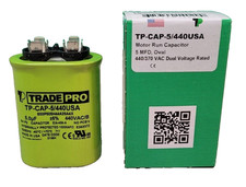 Tradepro Single Oval Run Capacitor 5 MFD 50/60hz 440/370 VAC DUAL VOLTAGE RATED