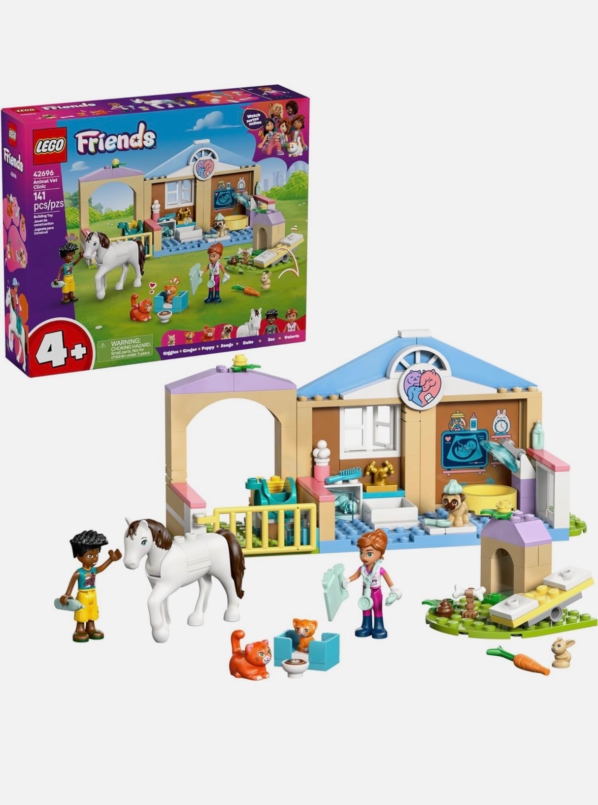 LEGO Friends Animal Vet Clinic - Educational Toy w/a Horse Stable, 2 Mini Dolls,