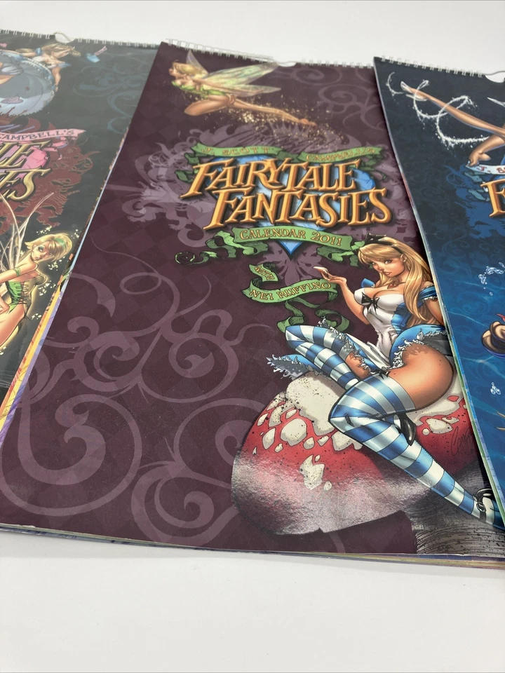 Conjunto de calendário de arte J Scott Campbell Fairytale Fantasies 2010 (selado) 2011 2012 - Imagem 3 de 4