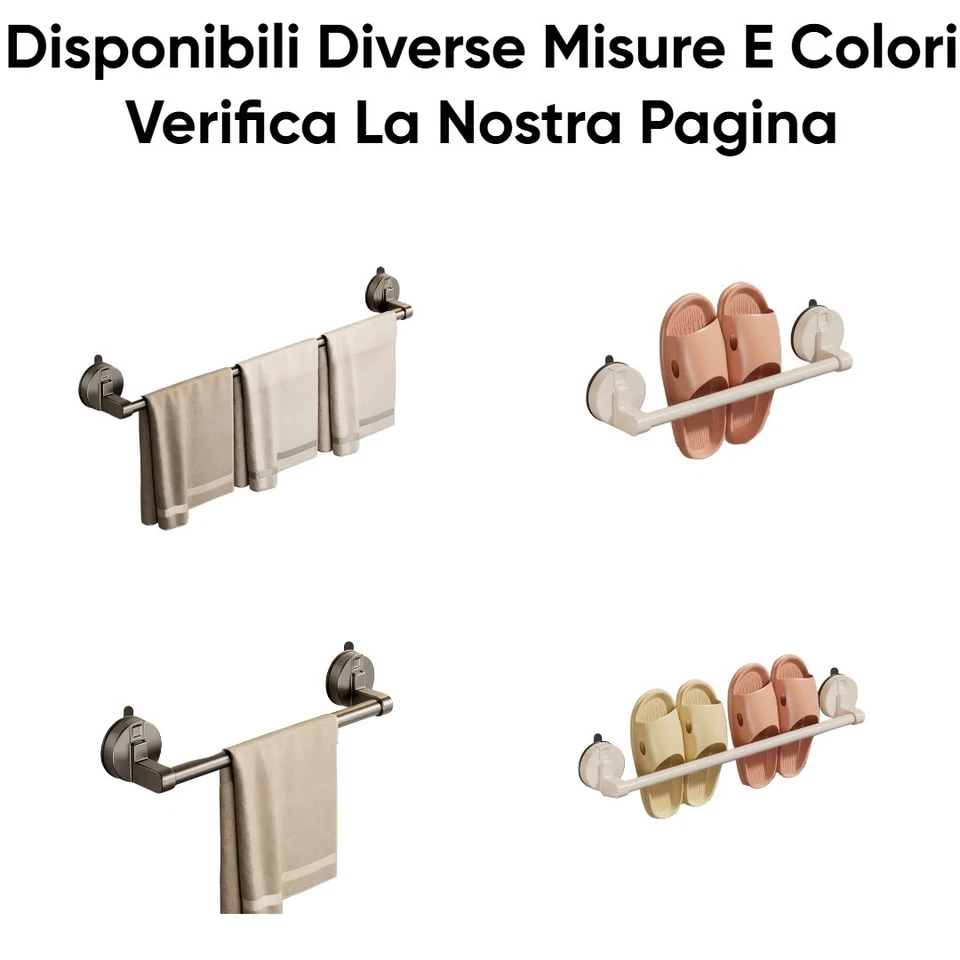 Portasciugamani da Parete - Porta Asciugamani Senza Foratura con Potente Ventosa - Immagine 2 di 4