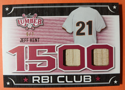 JEFF KENT - 2021 Leaf Lumber (6/7) Red 1500 RBI Club Card #RBI-21 Giants
