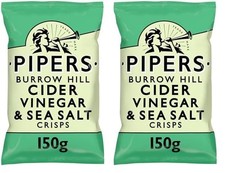 Pipers Crisp Burrow Hill Cider Vinegar and Sea Salt Crisps 150 g (Pack of 2)