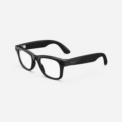 Refurbished Ray-Ban Meta Wayfarer (Gen 1), Shiny Black / Clear, Standard, High