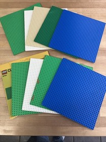 LEGO Baseplates Lot (9) + Sealed 10700 Green Baseplate &ndash; Blue White Tan Green