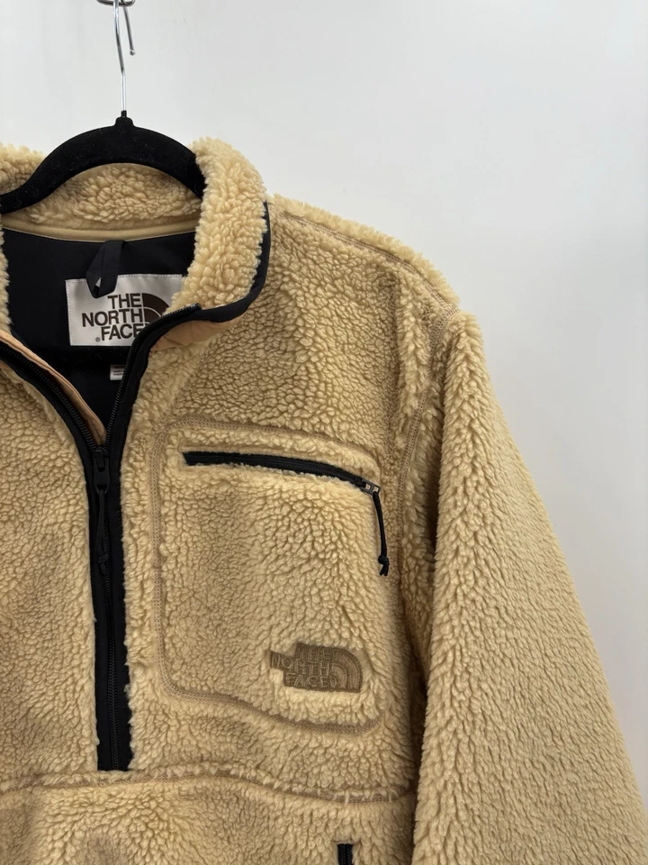 The North Face Extreme Deep Pile 1/2 Zip Fleece Pullover Tan Sherpa Medium - Image 3 of 4