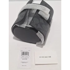 Coach Signature Watch Case Canvas & Leather Charcoal Black - CR404