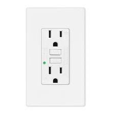 White GFCI Receptacle 15A WR TR LED Indicator ETL Listed Decorative Wall Plate