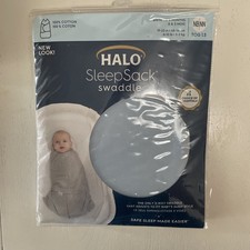 HALO Sleepsack 100 Cotton Swaddle - Baby Blue, Newborn 0-3 months