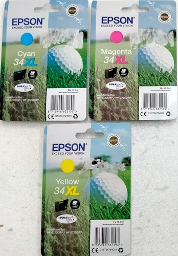 Epson 34XL, multipack cyan magenta yellow, original, WF-3720DWF, WF-3725DWF, original packaging