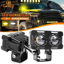 3"LED Work Light Pods Bar Spot Fog Lamp Yellow&White Dual Color Off Road Driving