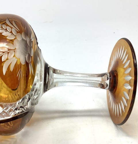 2 Hand Cut Crystal Orange Champagne Wine Sherry Goblets Glasses Bohemian Germany - Picture 12 of 19