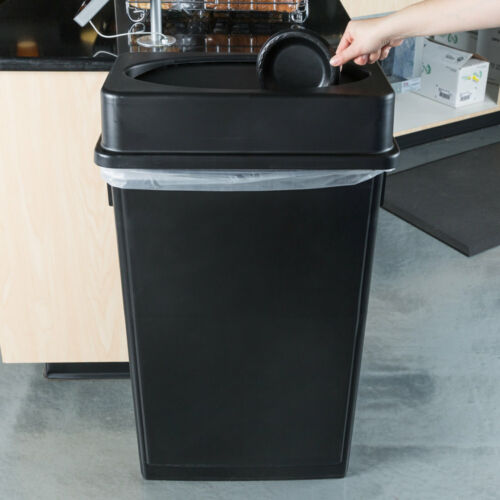 23 Gallon Heavy-Duty Black Plastic Slim Restaurant Kitchen Trash Can with Lid - Picture 2 of 6