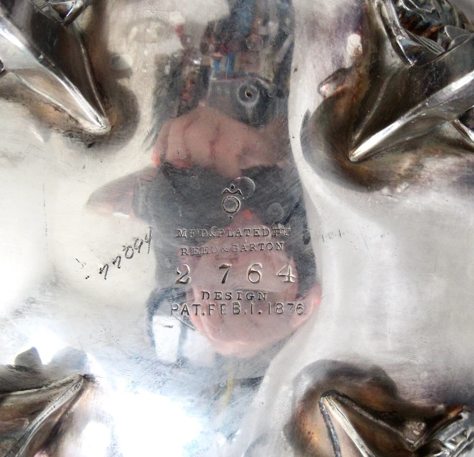 REED & BARTON 1876 prato de prata antigo vitoriano cafeteira/tigela de açúcar combinando - Imagem 4 de 4