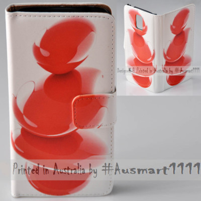 For Samsung Galaxy Note Series - Red Stones Print Wallet Mobile Phone Case Cover
