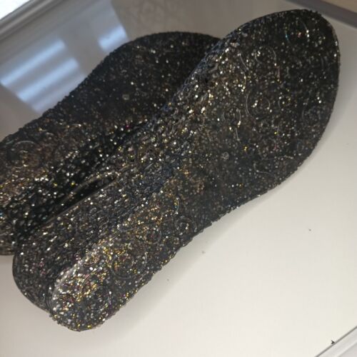 Black Glitter Y2K Jelly Wedge Sandals Women's US 6 ITA 37 Fairy Princess Water - Picture 5 of 11