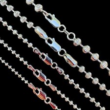 Ball Moon Chain Necklace SOLID 925 Silver Rhodium Finish Hip Hop Diamond Cut
