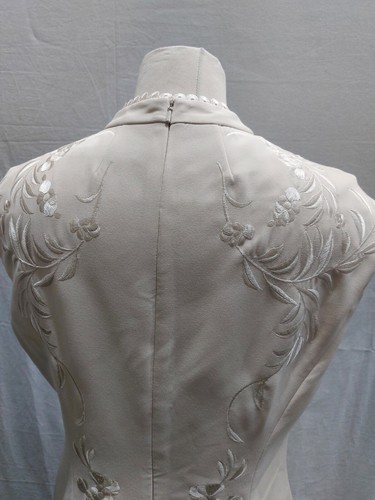 Karen Millen Cream High Neck Embroidered Wiggle Pencil Occasion Dress- UK 16 - Picture 8 of 12