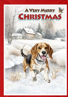 Beagle Dog Christmas Card A6 (4" x 6") - Blank inside - by Starprint ...