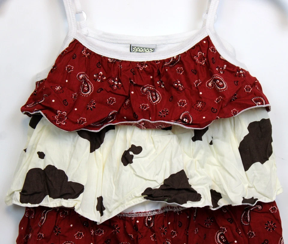 Ann Loren by JE Designs Girls 2pc Set sz 9/10 Western Ruffle Layer Cow Bandana - Image 3 of 4