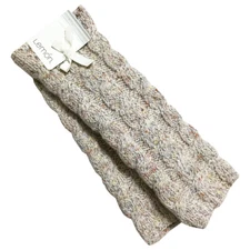 Lemon Cable Knit Cabin Tweed Wrist Warmers Fingerless Gloves Wool Blend