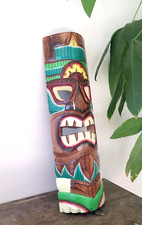 Hawaii Hand Made Carved Wooden 19" Tiki Painted Mask Wall Decor Hanging Man Cave