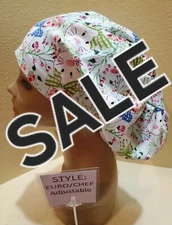 Bunnies w/Bows SALE Women's Euro/Chef Surgical Scrub Hat/Cap Handmade
