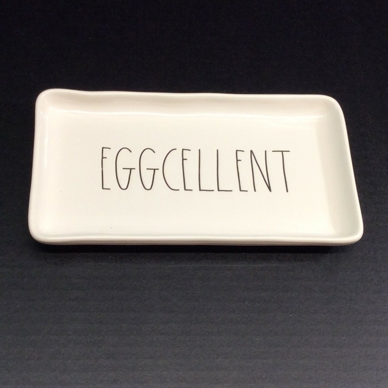 RAE DUNN ARTISAN COLLECTION BY MAGENTA "EGGCELLENT" RECTANGLE TRAY 9 x 5