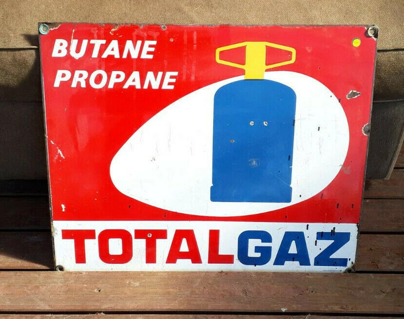 Plaque émaillée Double Face Bongaz - Butane Vintage - Émaillerie Alsacienne