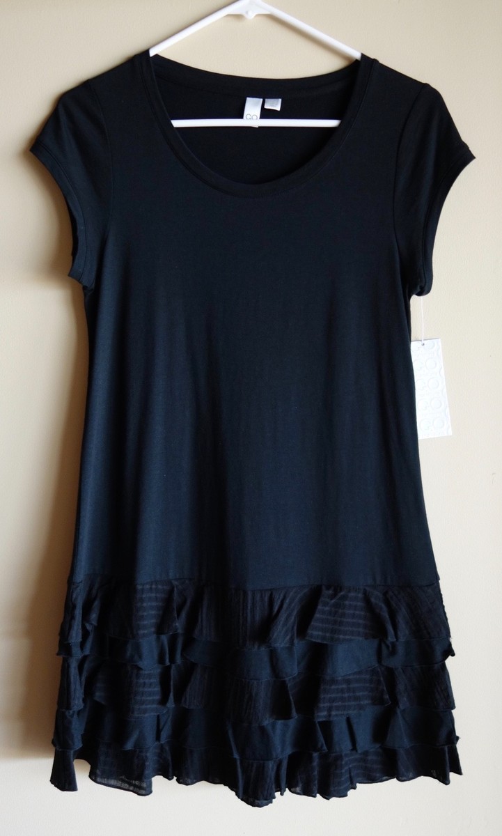 NWT Go International Target Black Short Ruffled Jersey Stretch Dress New  Tags