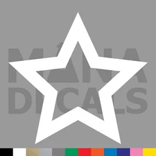 Star Vinyl Die Cut Decal Sticker - 5 Point Shape Outline
