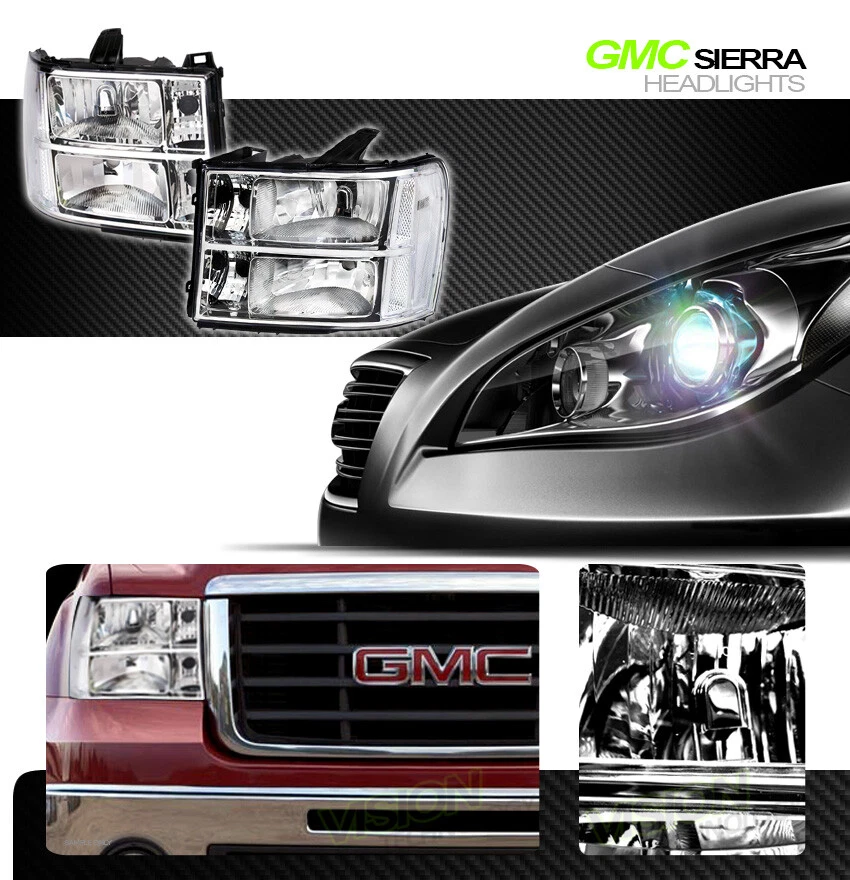 Faros cromados Faros Estacionamiento Señal de giro Nb para 07-14 GMC Sierra Foto 2 de 4