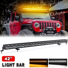 10/22/32/42/52"Dual Color DRL Led Light Bar Spot Flood Offroad Truck Driving 4WD