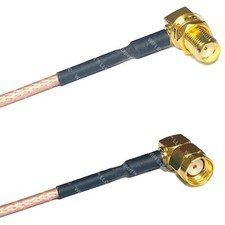 RG316 SMA FEMALE ANGLE to RP-SMA MALE ANGLE RF Cable Rapid-SHIP LOT