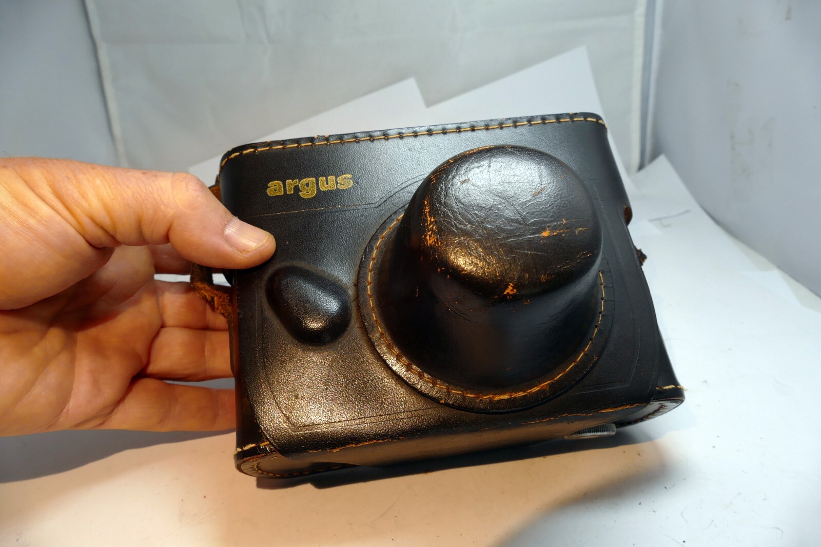 Argus C3 Matchmatic camera leather case black brick Top Grain Cowhide ...