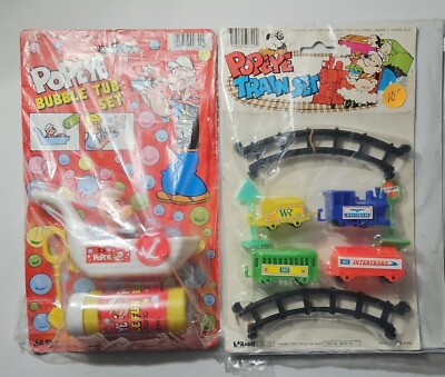 Vintage King Features Popeye Bubble Tub Set & Train Set Toys NOS