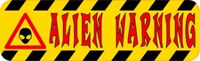 10x3 Alien Warning Bumper Sticker Vinyl Funny Aliens Car Truck Decal Stickers