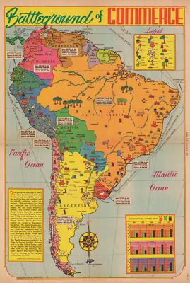 1939 Romer Pictorial Resource Map of South America | eBay
