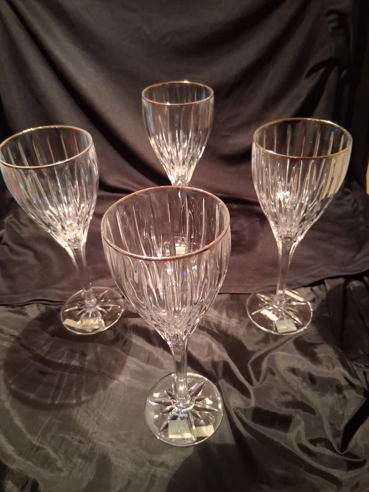 Mikasa Золотая Тиара Хрустальный Кубок Длинный Стержень 9" Высокий Вертикальная Огранка Стекло - Изображение 3 из 4