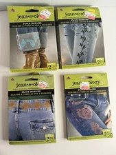 Lot of 25, 4 Different Designs, Vintage Flock Iron-On  Jean-e-ology Appliques