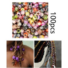 100 Pieces Big Pony Bead Kit Hair Beads Round Colorful DIY Hair Braiding