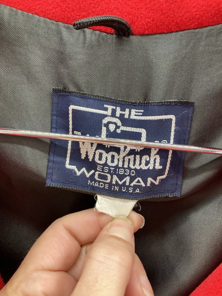 Abrigo de Colección Woolrich The Para Mujer Talla Pequeña/Mediana 100% Pura Lana Virgen Chaqueta Roja Foto 2 de 4
