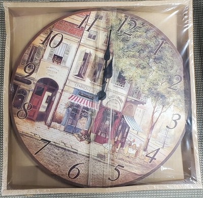 Paris Street Scene Quartz Wall Clock. New In Box Never Opened