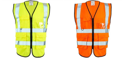Supertouch Hi Vis orange gelb Executive Weste Telefon & Ausweistasche Schlüsselhaken Reißverschluss