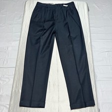 Tommy Hilfiger Mens Dress Pant 34x32 Navy Blue Double Pleat Cuffed Wool Trousers