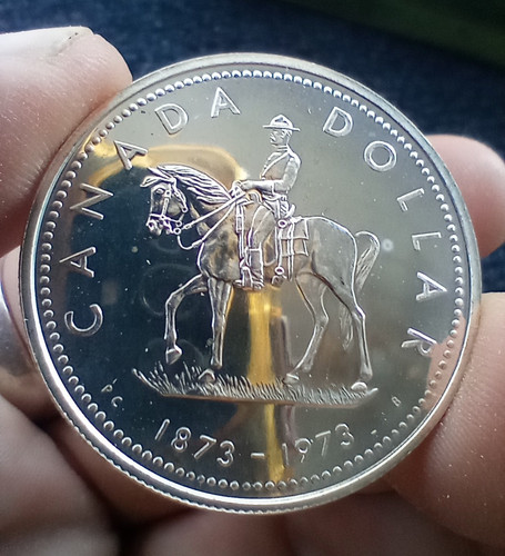 1973 CANADA Police HORSE Proof Silver Dollar Coin KM83