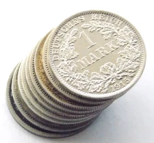 Lot GERMAN 10x 1 MARK 1875 - 1915 90% Silver Coin EMPIRE WW1 NICE Old History