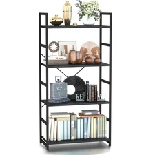 4 Tier Bookshelf, Tall Bookcase Shelf Storage Organizer, Modern Book Shelf fo...